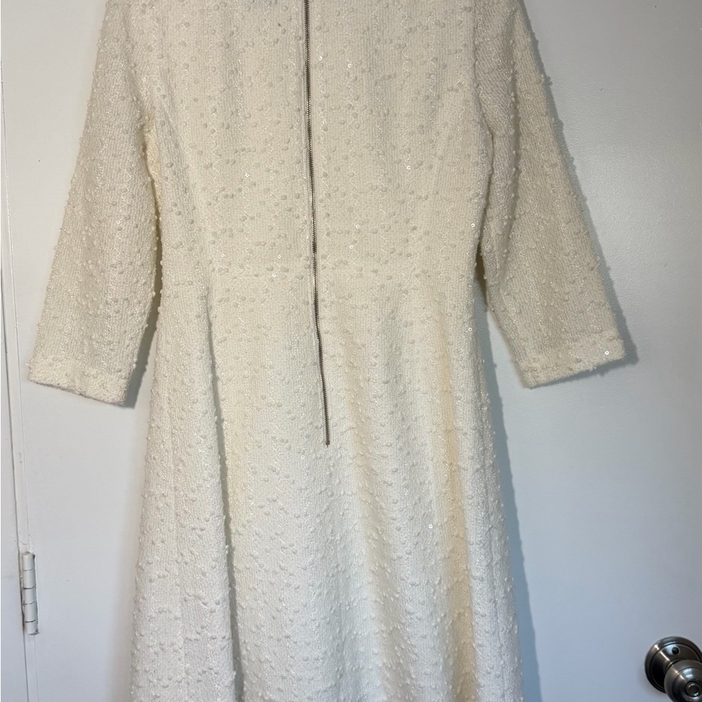 Vince Camuto Ivory Long Sleeve Textured Sheath Dress - Picture 4 of 7